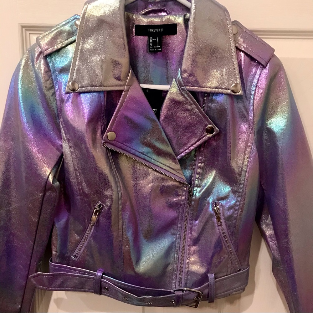 Holographic Iridescent Moto Jacket